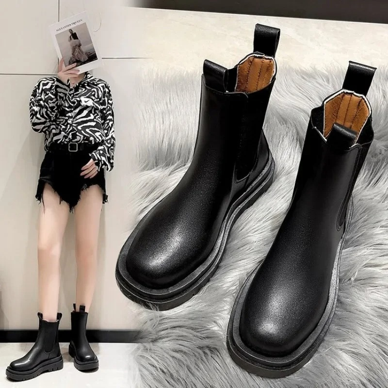 Ornella - Damen Chelsea Boots Leicht Anzuziehen mit Plateausohle