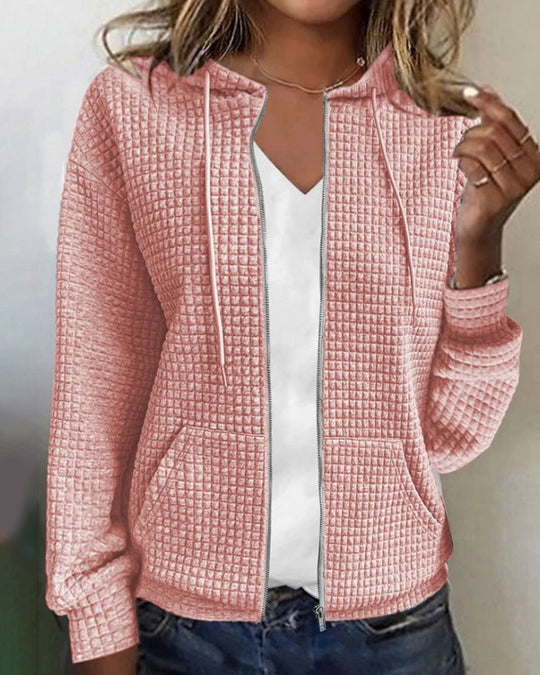 Damen Strickjacke Lässig Baumwollmix mit Taschen