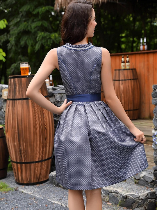 Damen Dirndl Kleid mit Kurzarm und Luftigem Spitzen-Detail