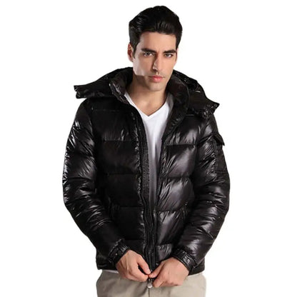 Herren Glänzende Pufferjacke