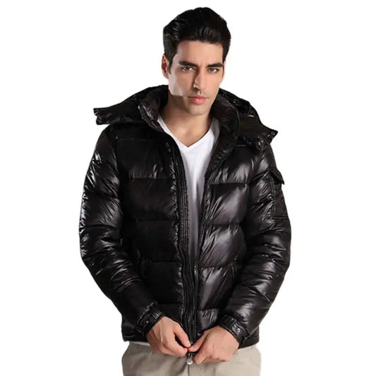 Herren Glänzende Pufferjacke