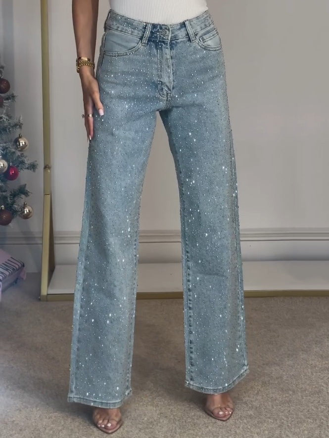 Jeans High Waist Diamant Details
