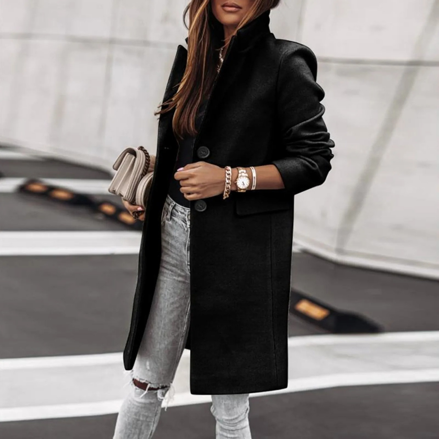 Fudus | Stilvolle Mantel Jacke Damen Mit Taschen Und Klassischem Schnitt