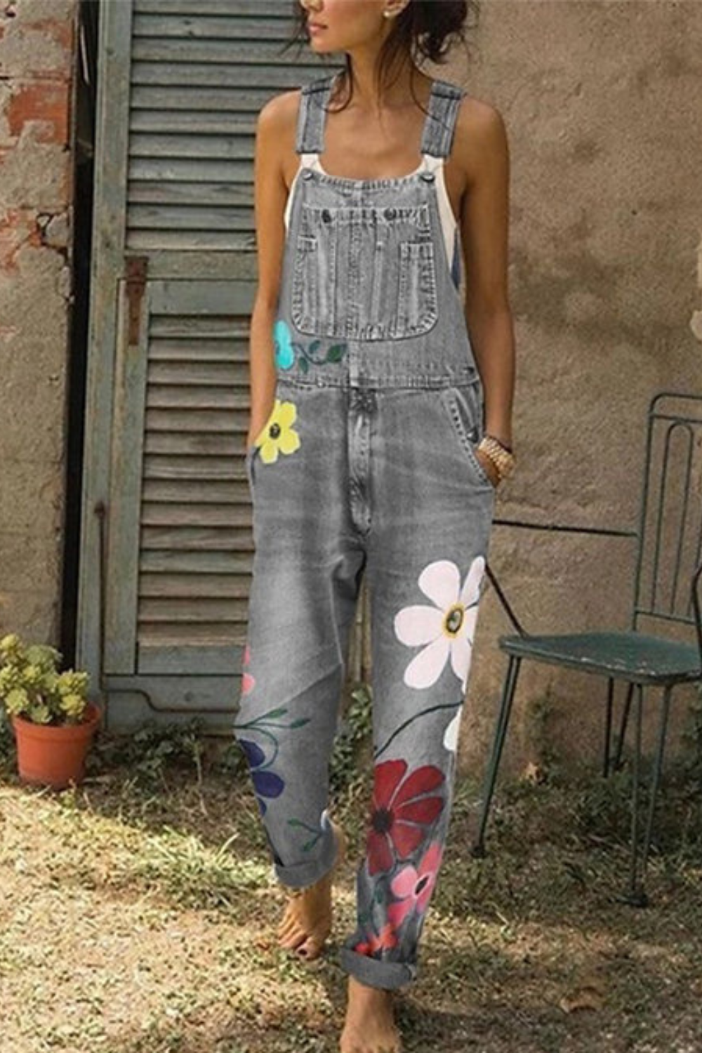 Damen Ärmelloser Denim Overall Für Lässigen Stil