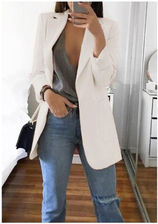 Fudus - Stilvolle Damen Blazer Mit Tiefem V-Ausschnitt - Ideal Für Jeden Tag