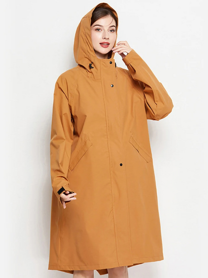 Damen Regenjacke Mit Kapuze Faltbare Wasserdichte Lange Jacke