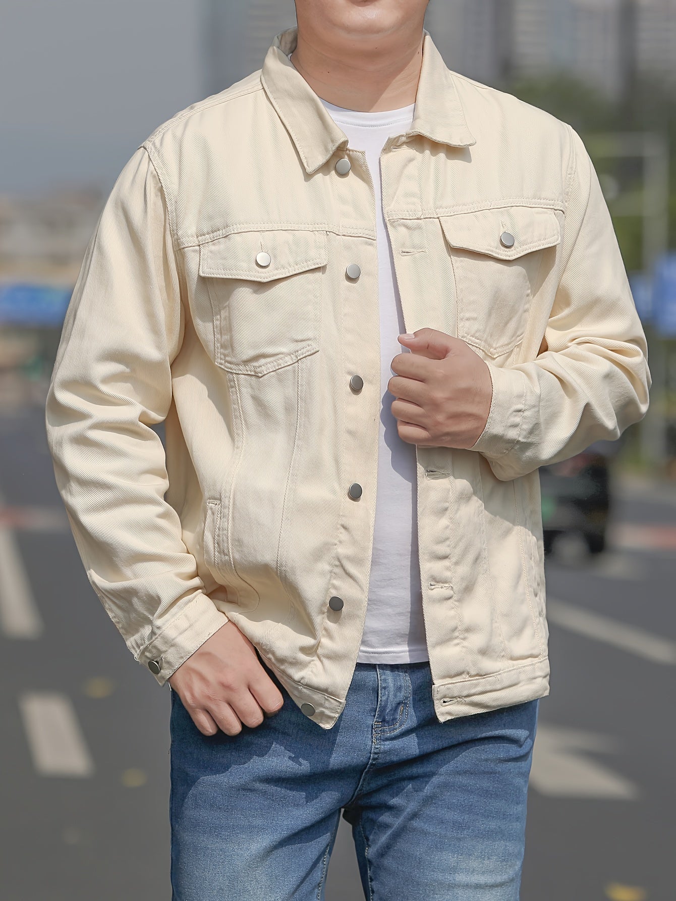 Herren Baumwolljacke Im Lässigen Denim Stil