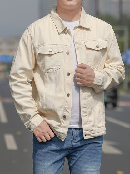 Herren Baumwolljacke Im Lässigen Denim Stil