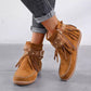 Vintage warme Stiefel mit Fransen