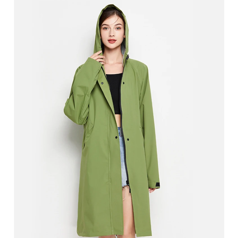 Damen Regenjacke Mit Kapuze Wasserfeste Lange Jacke