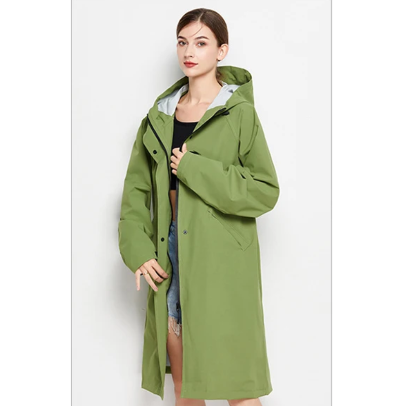 Damen Regenjacke Mit Kapuze Wasserfeste Lange Jacke