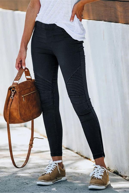 Leggings im Moto-Stil mit geripptem Detail&nbsp;