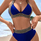 Damen Bikini mit Hoher Taille und Geflochtenen Details