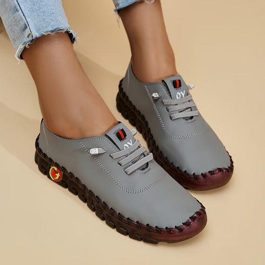 Damen Bequeme Lederschuhe Mit Runder Spitze