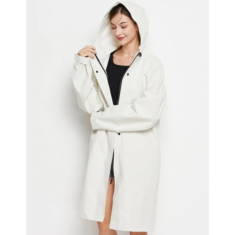 Damen Regenjacke Mit Kapuze Wasserfeste Lange Jacke
