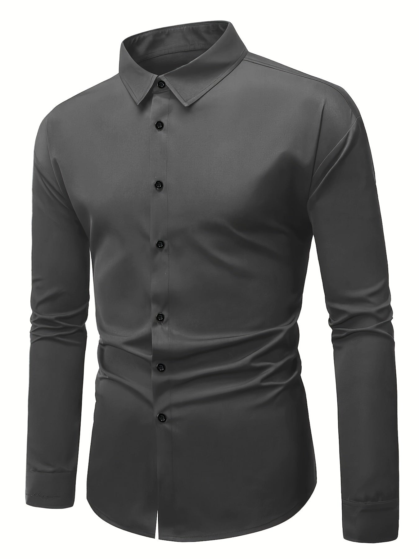 Fudus Herren Slim Fit Hemd - Einfarbiges Elegantes Langarmhemd
