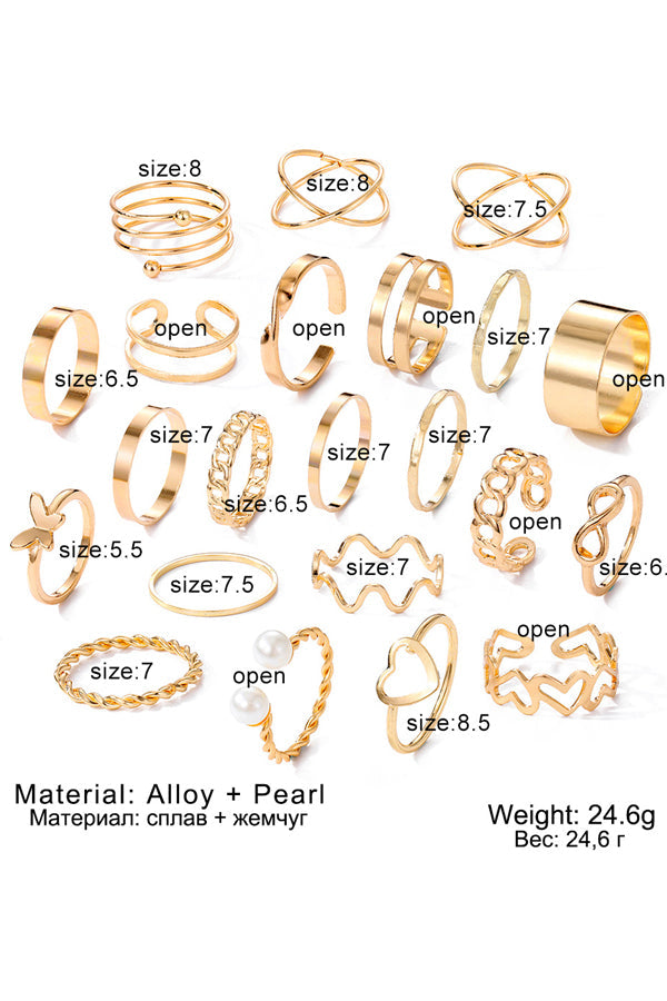 Mehrschichtiger Ring mit Schmetterlingsdekor, 22 Stück