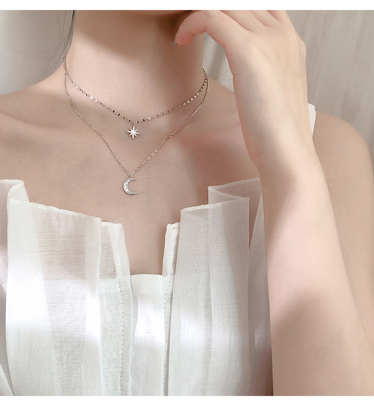 Damen Doppelte Mond Halskette