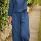 Luftiges Leinen-Set mit Layered Top & Weiten Hosenbeinen