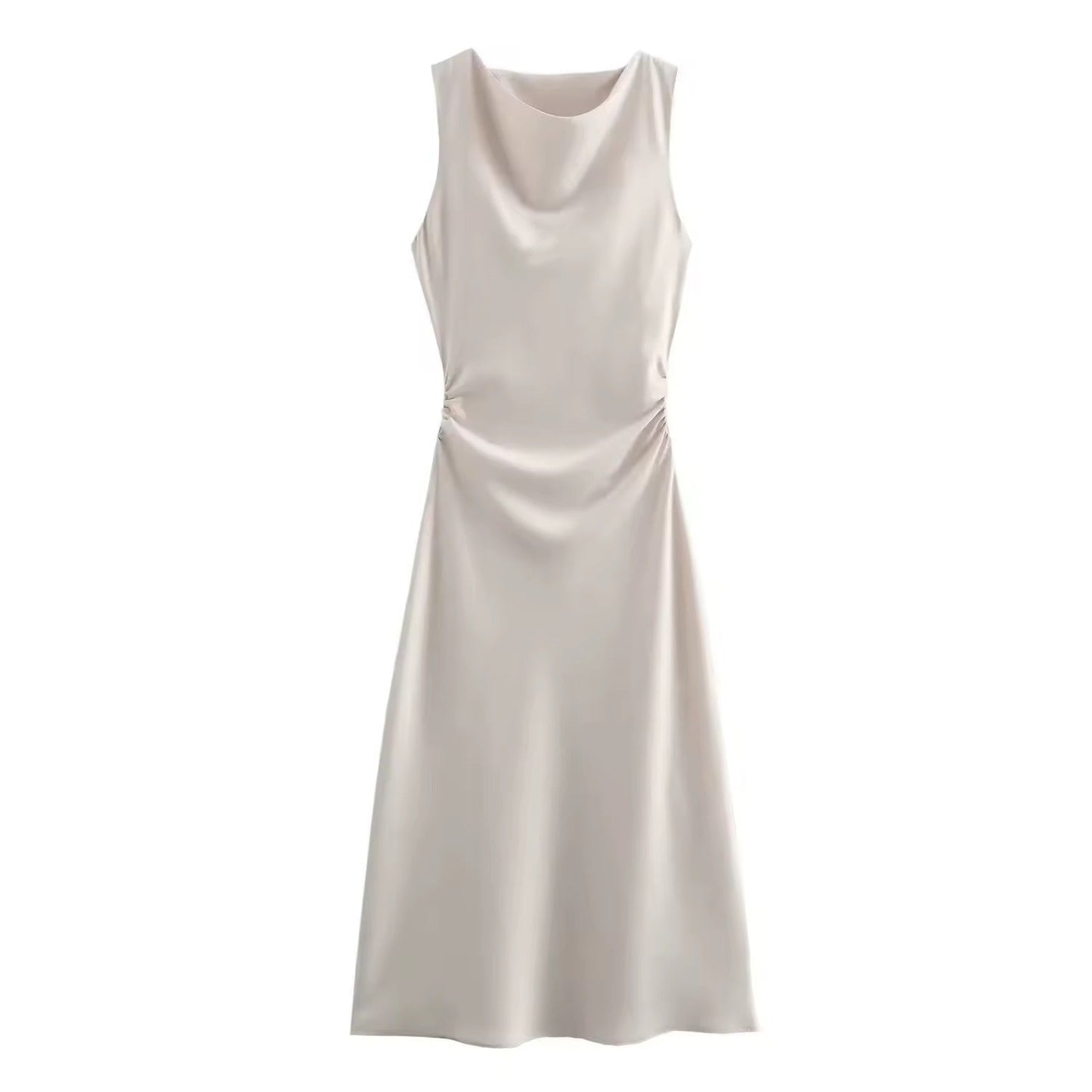 Maxikleid Satin Drapierung Elegant