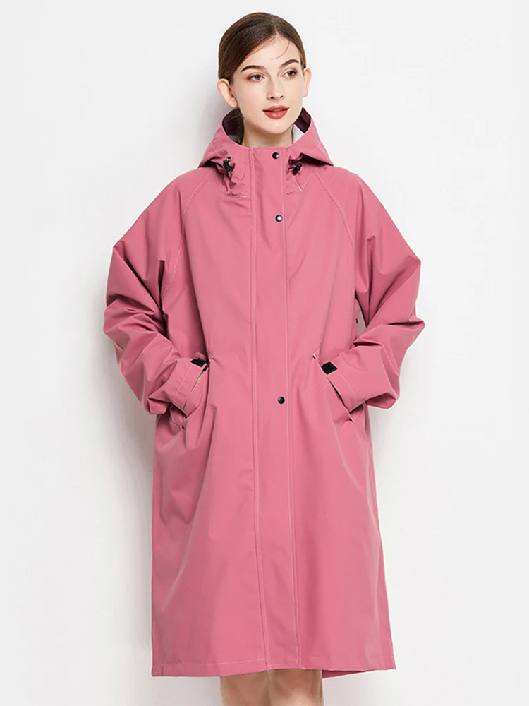 Damen Regenjacke Mit Kapuze Faltbare Wasserdichte Lange Jacke