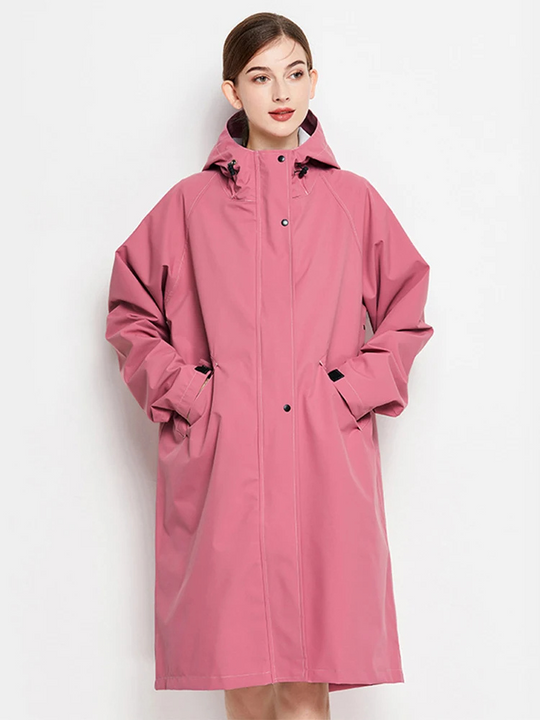 Damen Regenjacke Mit Kapuze Faltbare Wasserdichte Lange Jacke