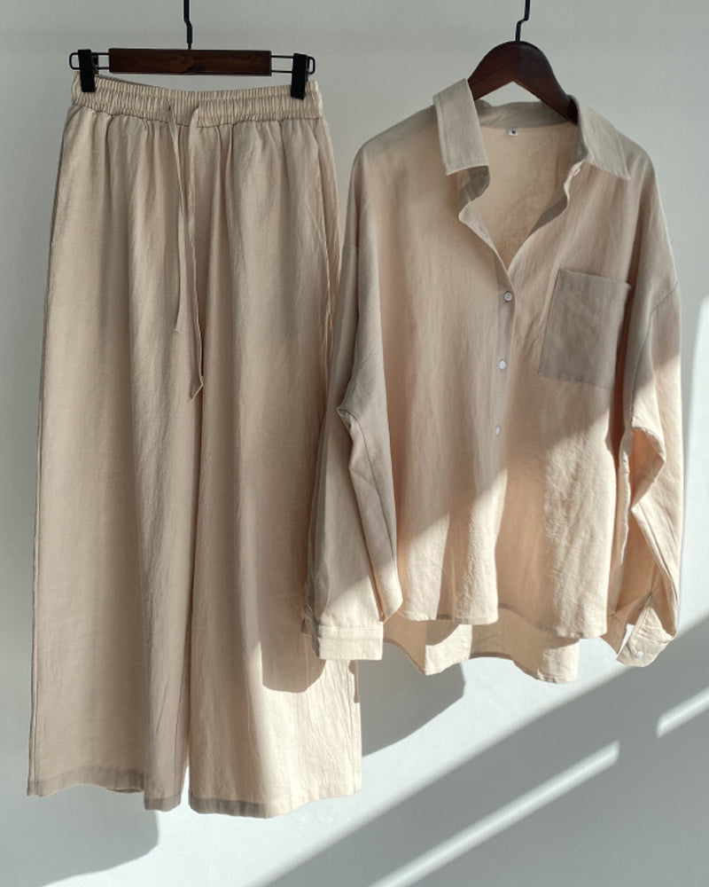 Fudus | Zweiteiliges Einfarbiges Set Mit Hemd Hosen