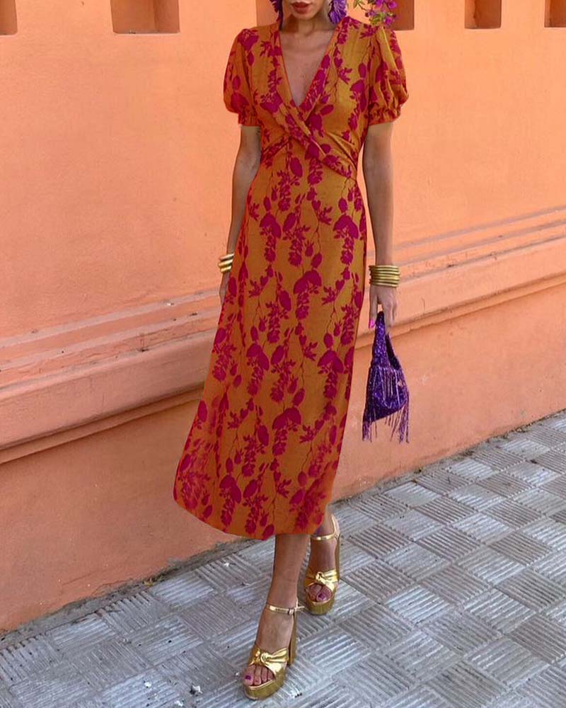 Kleid Damen Figurbetont Elegant Puffärmel