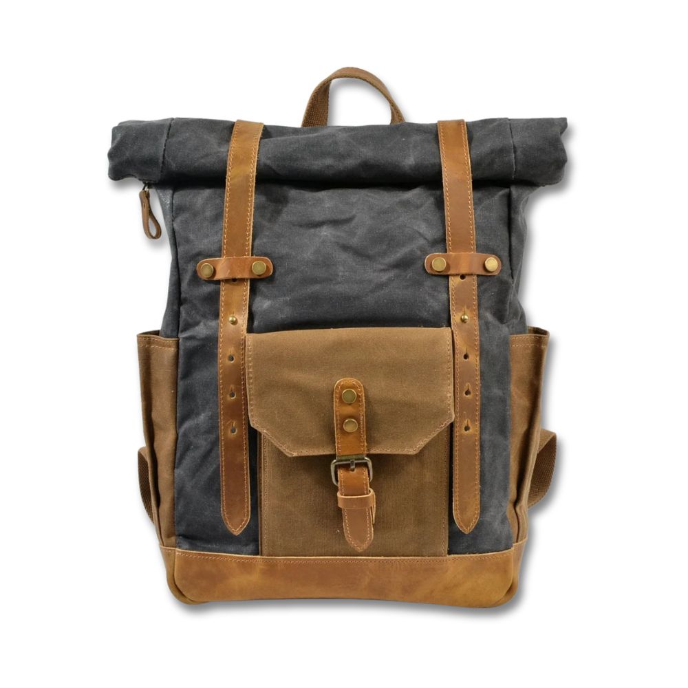 Canvas Reise-Rucksack mit Roll-Top