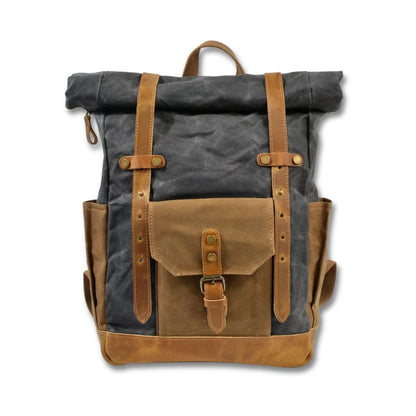 Canvas Reise-Rucksack mit Roll-Top