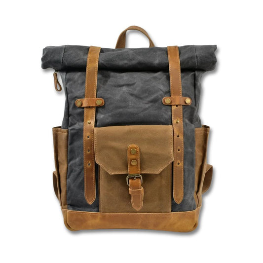Canvas Reise-Rucksack mit Roll-Top