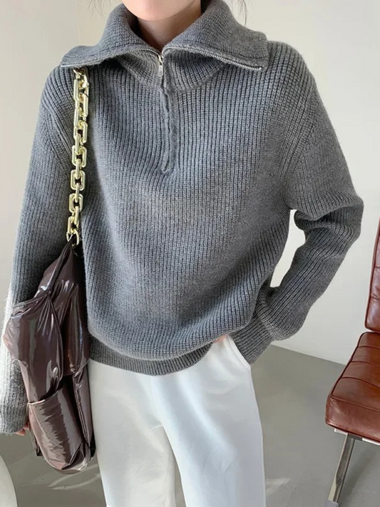 MonAmi Woll winddichte Pullover mit Reißverschluss Damen