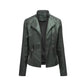 Damen PU Lederjacke Mit Reißverschluss