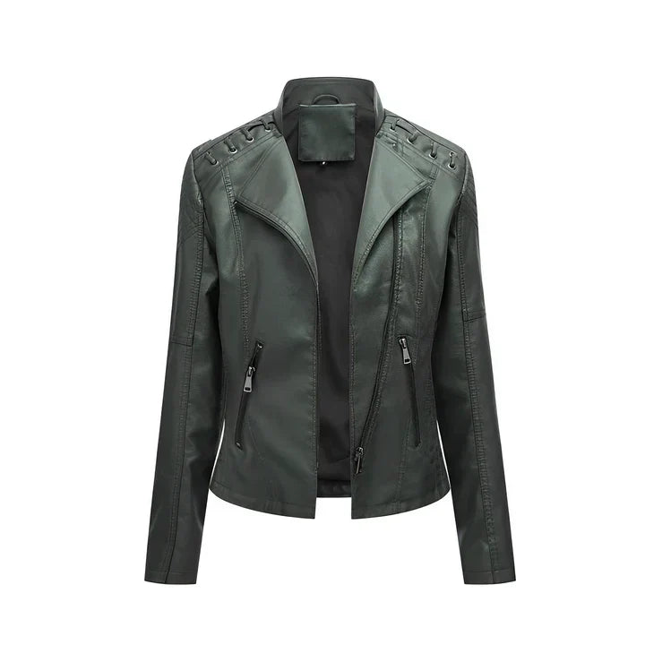 Damen PU Lederjacke Mit Reißverschluss