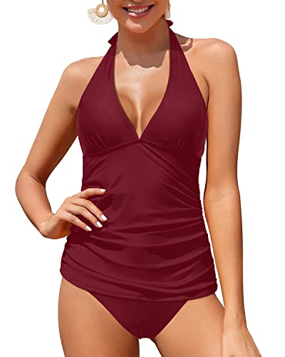 Damen V-Ausschnitt Halter Tankini Top Mit Bikini