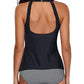 Tankini Figurformend Schwarz Gestreifte Shorts