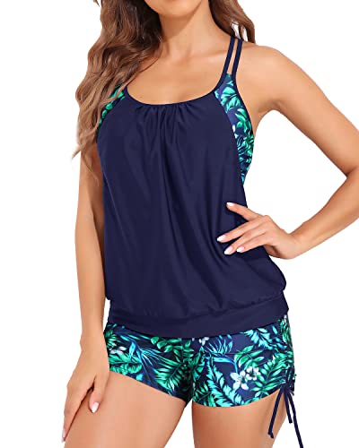 Damen Blouson Tankini Badeanzüge Bauchkontrolle Zweiteiliges Badebekleidung