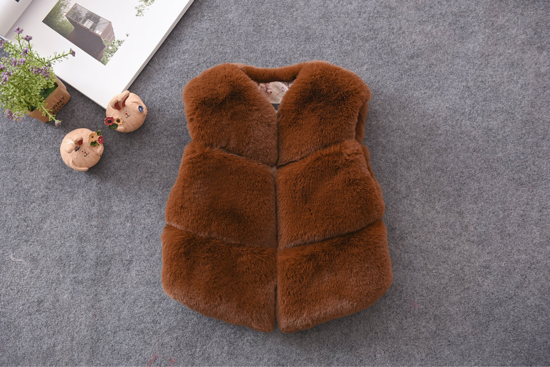 Damen Kuschelige Kunstfellweste mit Stehkragen Fudus