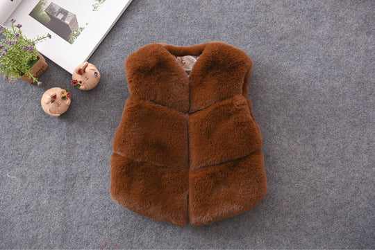 Damen Kuschelige Kunstfellweste mit Stehkragen Fudus