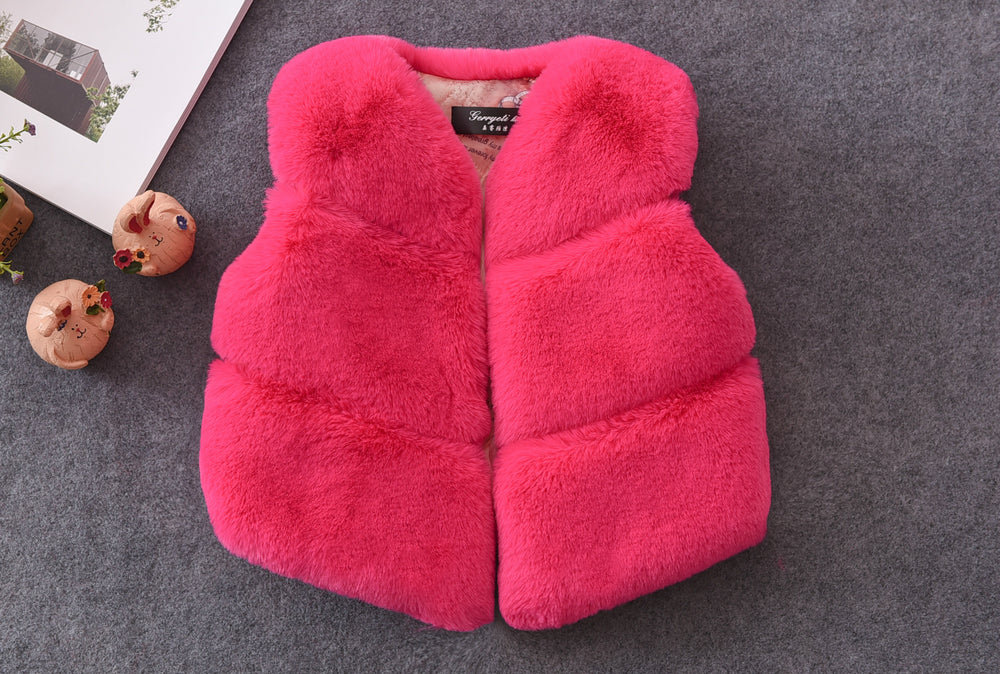 Damen Kuschelige Kunstfellweste mit Stehkragen Fudus