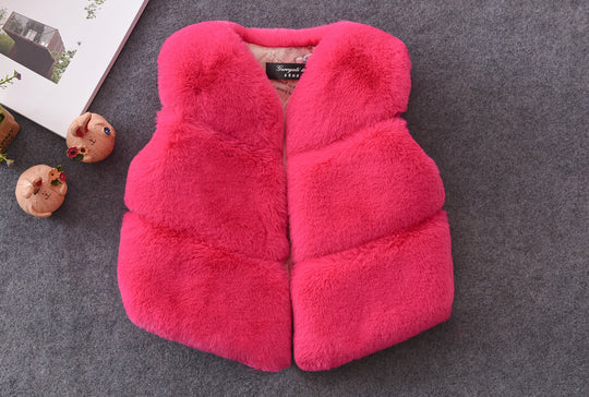 Damen Kuschelige Kunstfellweste mit Stehkragen Fudus