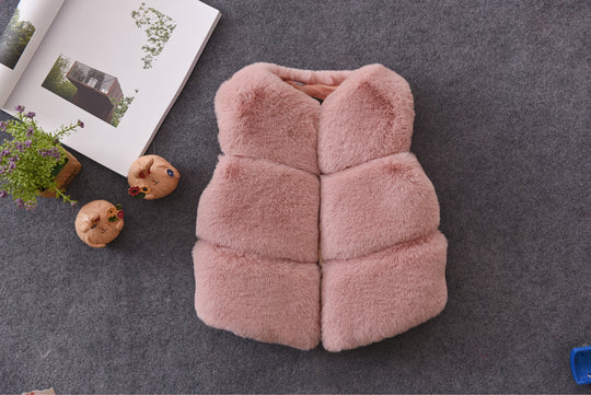 Damen Kuschelige Kunstfellweste mit Stehkragen Fudus