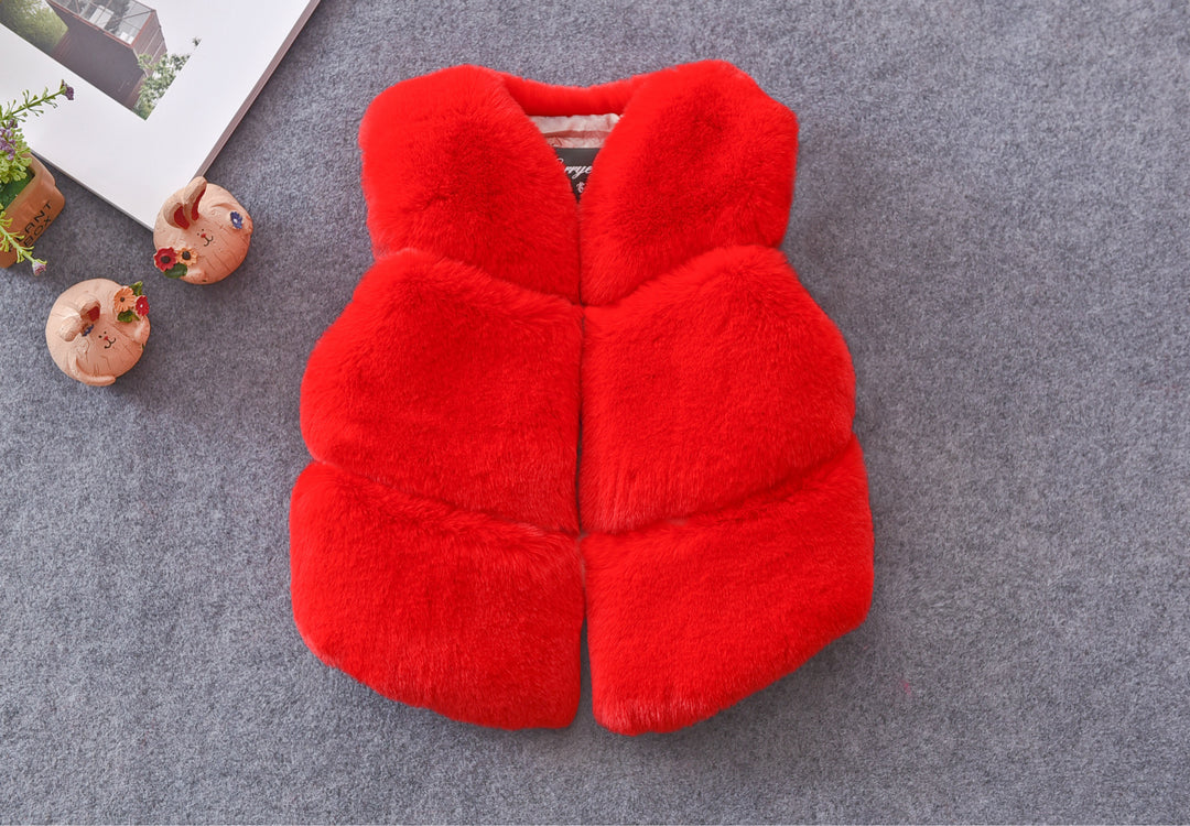 Damen Kuschelige Kunstfellweste mit Stehkragen Fudus