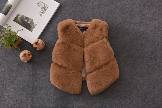 Damen Kuschelige Kunstfellweste mit Stehkragen Fudus