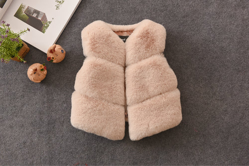 Damen Kuschelige Kunstfellweste mit Stehkragen Fudus