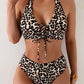 Damen Leoparden Print Halter Bikini Satz