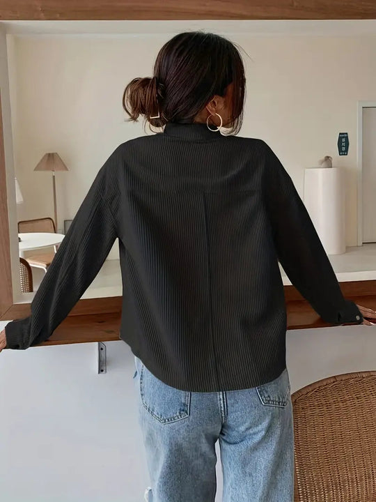 Kordjacke Langärmelig Taschen Knöpfe