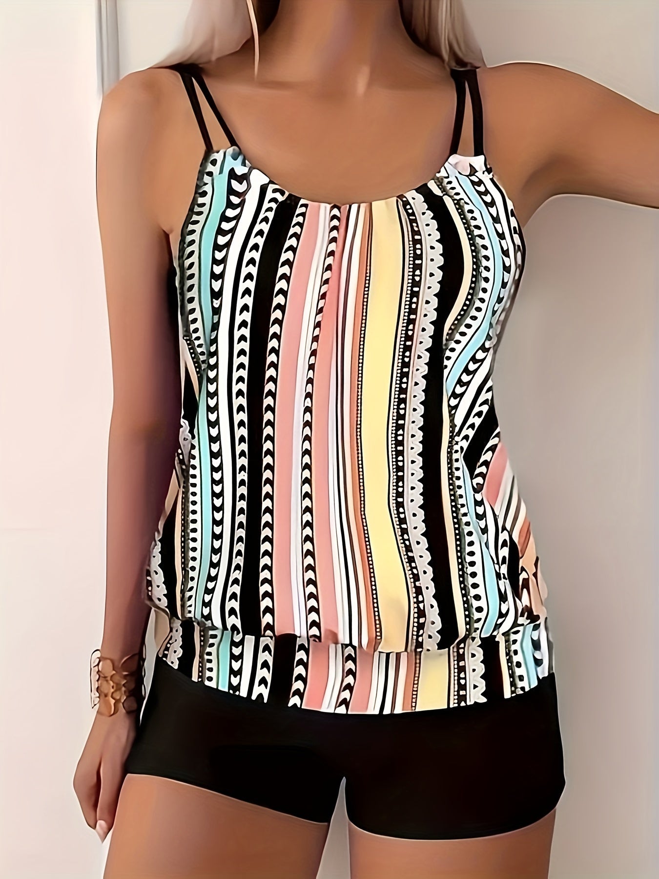 Damen Muster Tankini Top