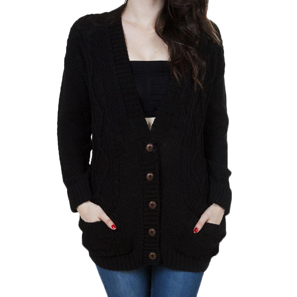 Damen Grobstrickcardigan mit Holzknopfdetails und praktischen Taschen Fudus