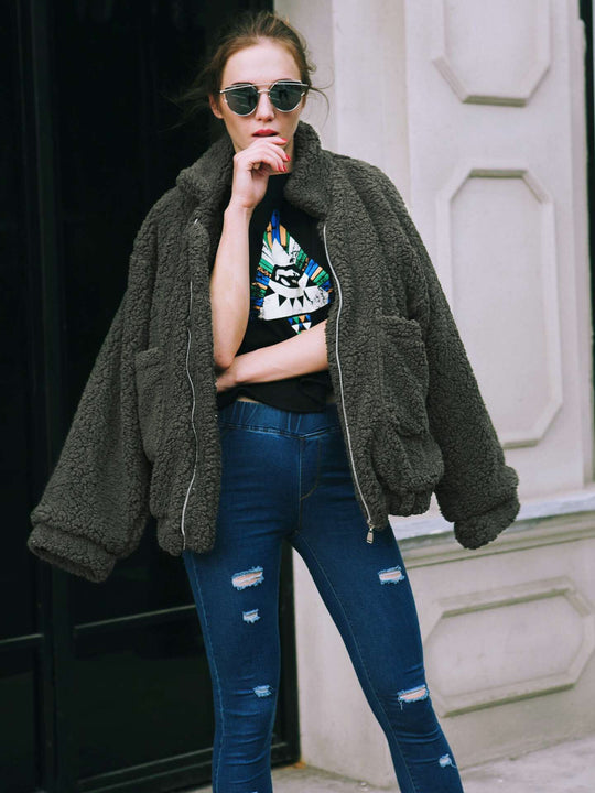 Damen Kuschelige Fleecejacke mit Reißverschluss Fudus